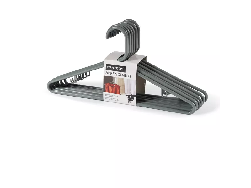 Gruccia Appendiabiti in Plastica Perfetto - 15511 (Grigio Cenere Conf. 8)