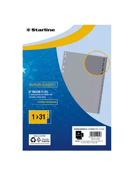 Separatori Numerici in PPL Starline - A4 - 31 Tacche - 2000014C5-STL (Grigio)