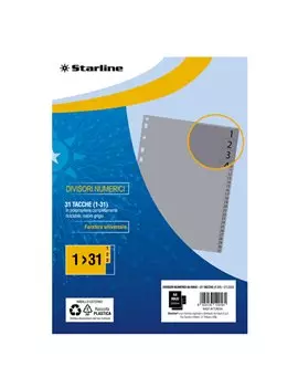Separatori Numerici in PPL Starline - A4 Maxi - 31 Tacche - 2000018C5-STL (Grigio)