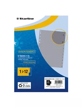 Separatori Numerici in PPL Starline - A4 Maxi - 12 Tacche - 2000017C5-STL (Grigio)