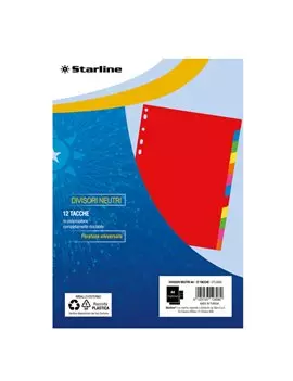 Separatori Neutri in PPL Starline - A4 - 12 Tacche - 2000003C1-STL (Multicolore)