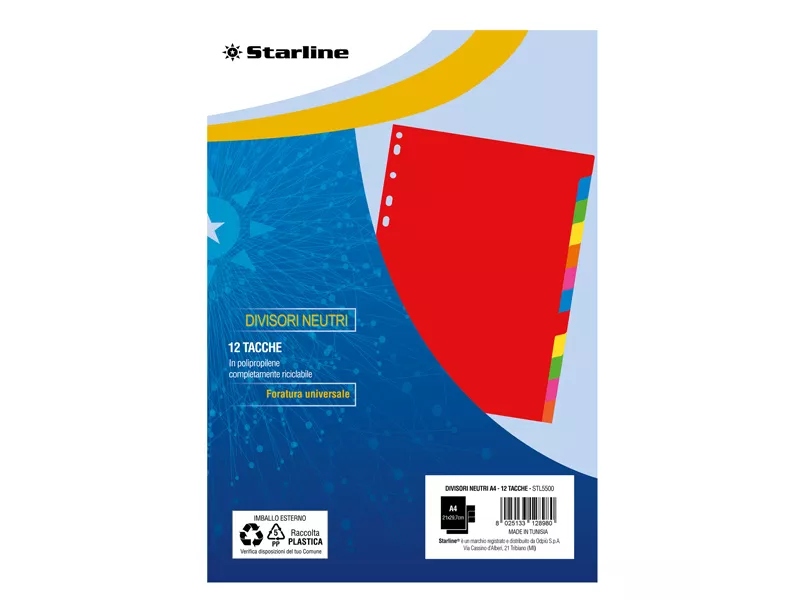 Separatori Neutri in PPL Starline - A4 - 12 Tacche - 2000003C1-STL (Multicolore)