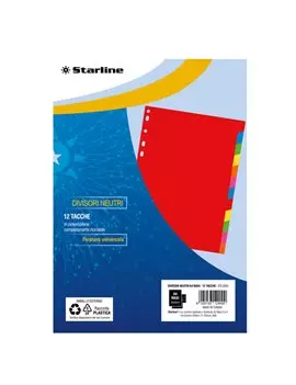 Separatori Neutri in PPL Starline - A4 Maxi - 12 Tacche - 2000008C1-STL (Multicolore)