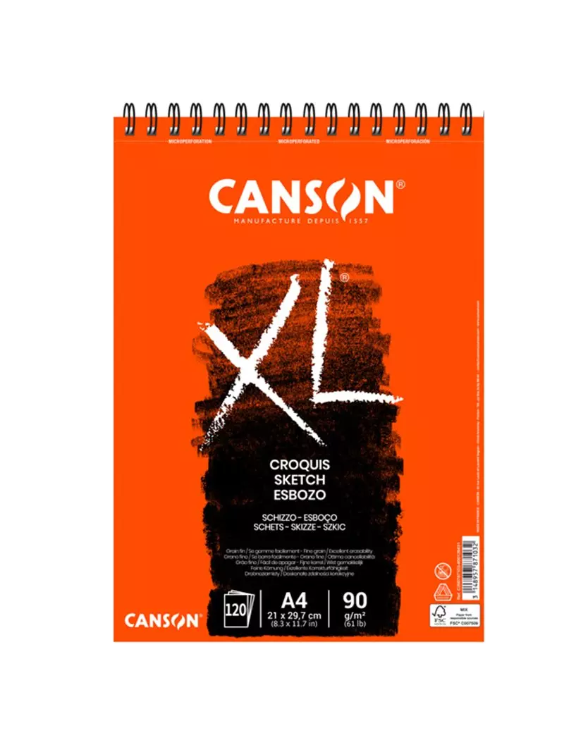 Album XL Croquis Canson - A4 - 90 g - 60 Fogli - C200787103 (Bianco Conf. 5) Album XL Croquis Canson - A4 - 90 g - 60 Fogli - C200787103 (Bianco Conf. 5)