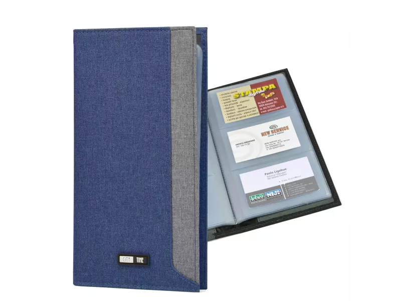 Portabiglietti da Visita in Tessuto City Time - 12x23 cm - 61511 (Blu)