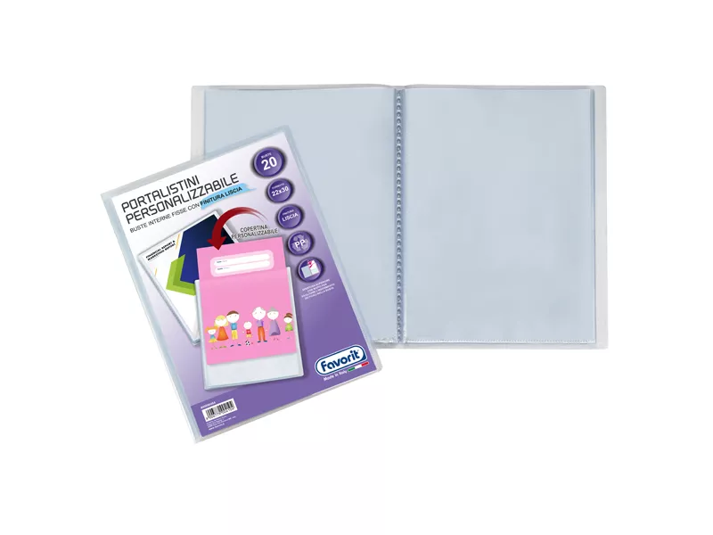Portalistino Personalizzabile Premium Favorit - 22x30 cm - 20 Buste - 400090484 (Trasparente)