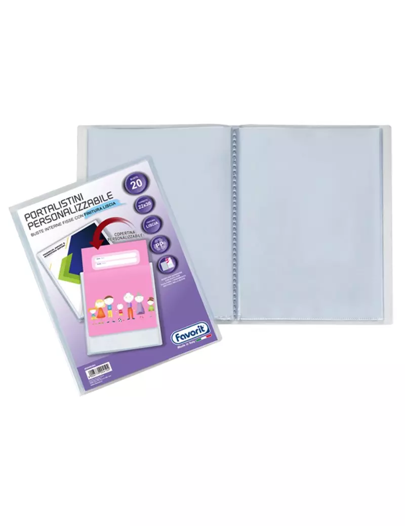 Portalistino Personalizzabile Premium Favorit - 22x30 cm - 20 Buste - 400090484 (Trasparente) Portalistino Personalizzabile Premium Favorit - 22x30 cm - 20 Buste - 400090484 (Trasparente)