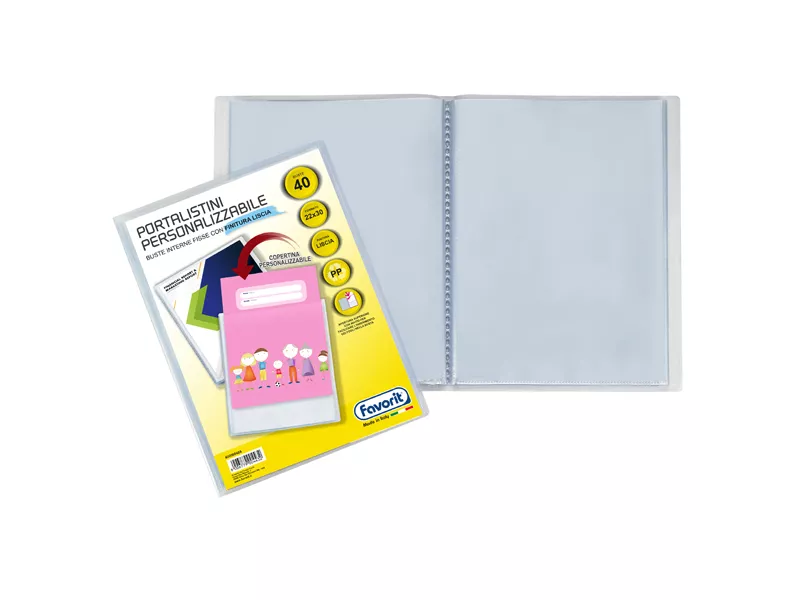 Portalistino Personalizzabile Premium Favorit - 22x30 cm - 40 Buste - 400090485 (Trasparente)