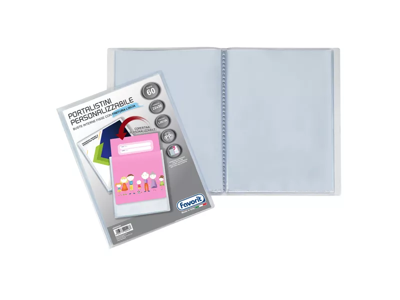 Portalistino Personalizzabile Premium Favorit - 22x30 cm - 60 Buste - 400090486 (Trasparente)