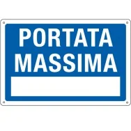 Cartello di Segnalazione - Portata Massima - 30x20 cm - 3101 (Bianco e Blu)