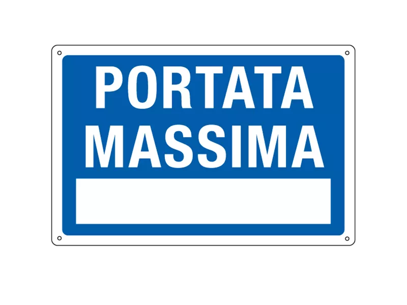 Cartello di Segnalazione - Portata Massima - 30x20 cm - 3101 (Bianco e Blu) Cartello di Segnalazione - Portata Massima - 30x20 cm - 3101 (Bianco e Blu)