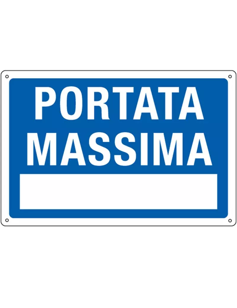 Cartello di Segnalazione - Portata Massima - 30x20 cm - 3101 (Bianco e Blu) Cartello di Segnalazione - Portata Massima - 30x20 cm - 3101 (Bianco e Blu)