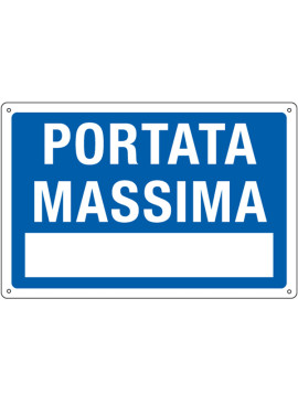 Cartello di Segnalazione - Portata Massima - 30x20 cm - 3101 (Bianco e Blu)