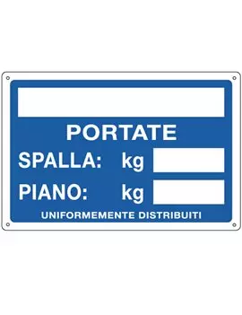 Cartello di Segnalazione - Portate Spalla/Piano - 30x20 cm - 3130 (Bianco e Blu)