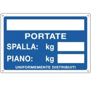 Cartello di Segnalazione - Portate Spalla/Piano - 30x20 cm - 3130 (Bianco e Blu)
