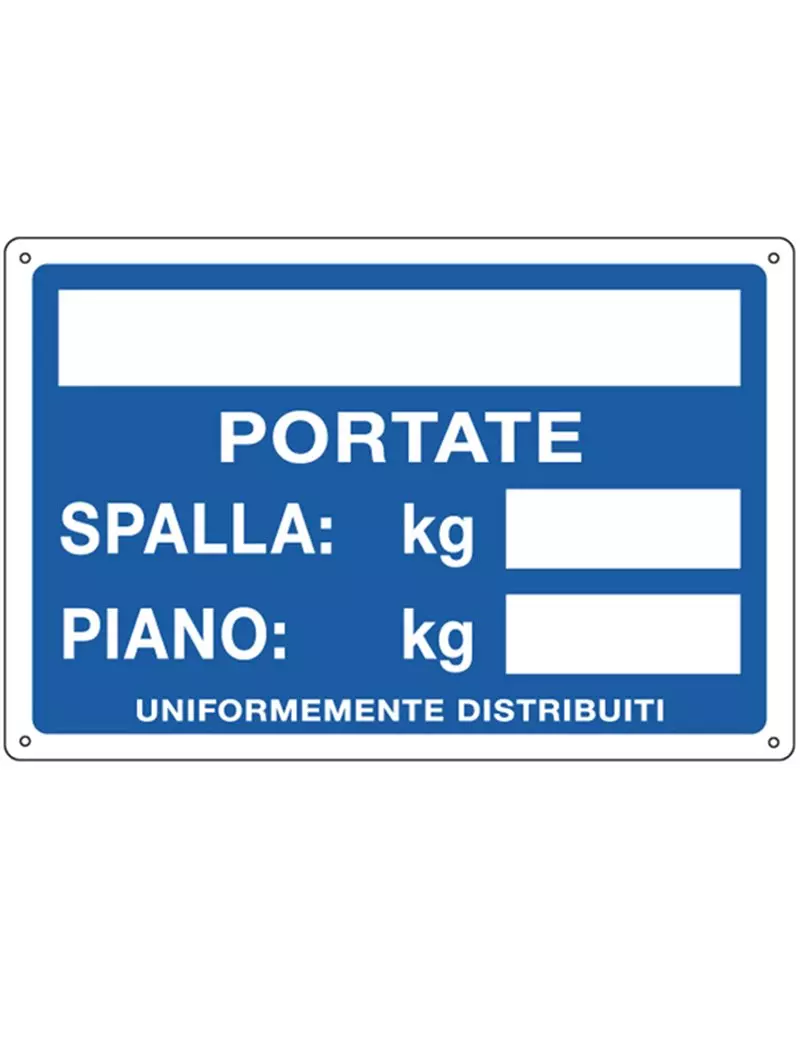 Cartello di Segnalazione - Portate Spalla/Piano - 30x20 cm - 3130 (Bianco e Blu) Cartello di Segnalazione - Portate Spalla/Piano - 30x20 cm - 3130 (Bianco e Blu)