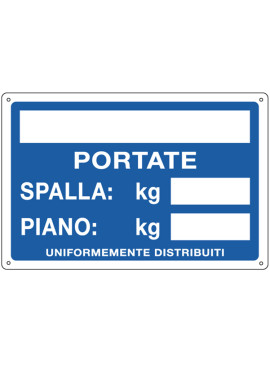 Cartello di Segnalazione - Portate Spalla/Piano - 30x20 cm - 3130 (Bianco e Blu)