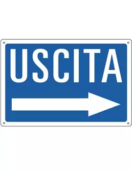 Cartello di Segnalazione - Uscita - 30x20 cm - 3125 (Bianco e Blu)