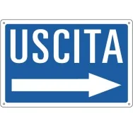 Cartello di Segnalazione - Uscita - 30x20 cm - 3125 (Bianco e Blu)