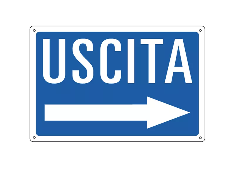 Cartello di Segnalazione - Uscita - 30x20 cm - 3125 (Bianco e Blu)