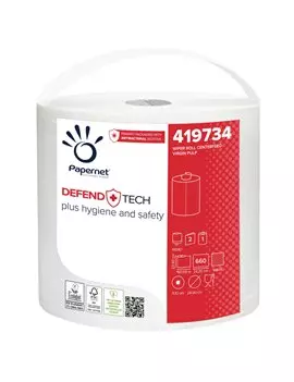 Bobina Asciugatutto Industriale Defend Tech Papernet - 2 Veli - 660 Strappi - 419734 (Bianco Conf. 3)