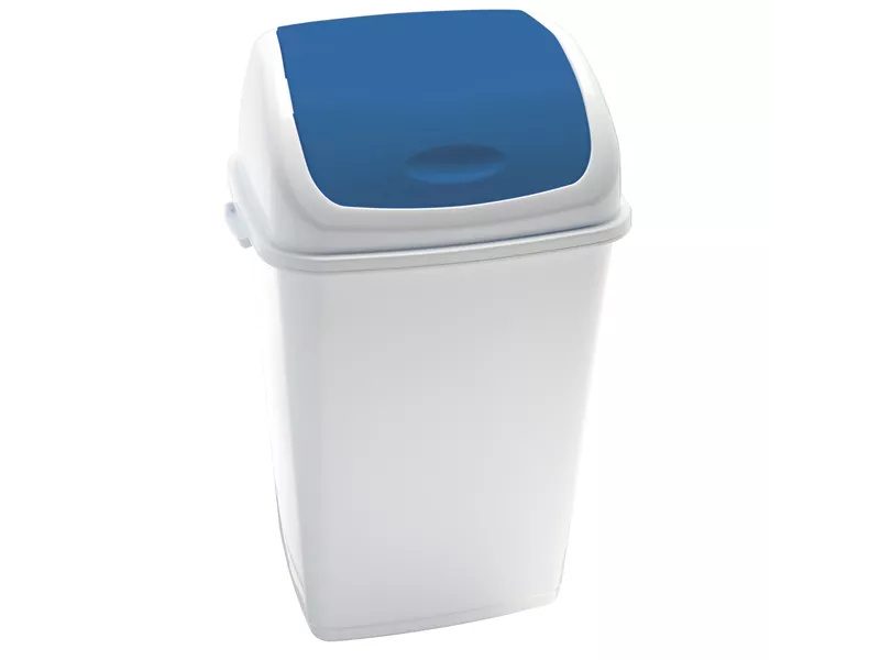 Pattumiera con Coperchio Basculante RIF Medial International - 50 Litri - 909055 (Bianco e Blu)