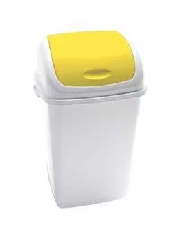 Pattumiera con Coperchio Basculante RIF Medial International - 50 Litri - 909055 (Bianco e Giallo)