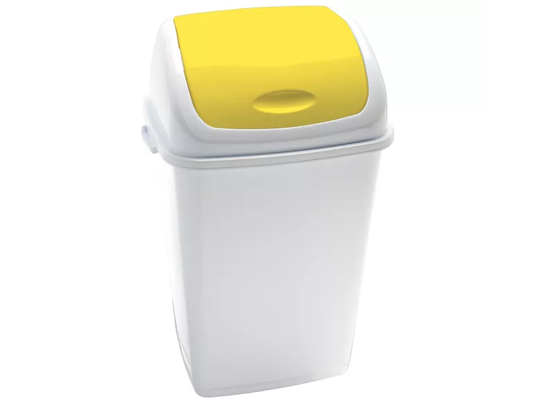 Pattumiera con Coperchio Basculante RIF Medial International - 50 Litri - 909055 (Bianco e Giallo)