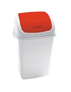 Pattumiera con Coperchio Basculante RIF Medial International - 50 Litri - 909057 (Bianco e Rosso)