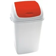 Pattumiera con Coperchio Basculante RIF Medial International - 50 Litri - 909057 (Bianco e Rosso)