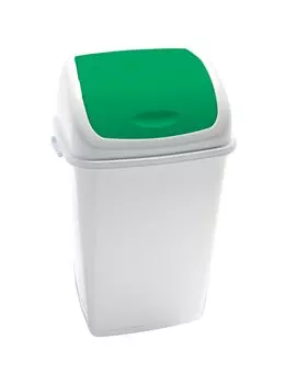 Pattumiera con Coperchio Basculante RIF Medial International - 50 Litri - 909058 (Bianco e Verde)