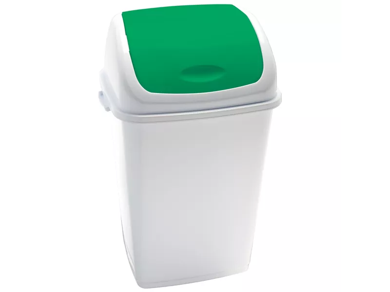 Pattumiera con Coperchio Basculante RIF Medial International - 50 Litri - 909058 (Bianco e Verde)