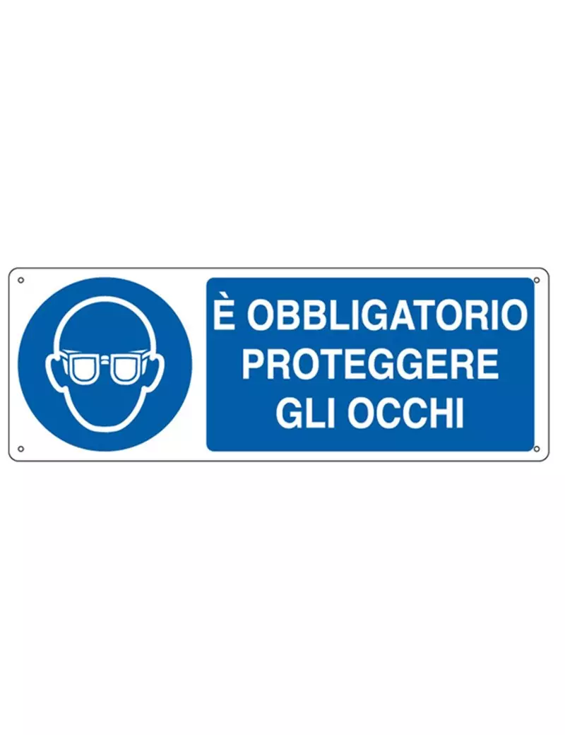 Cartello di Segnalazione - E' Obbligatorio Proteggere gli Occhi - 35x12,5 cm - E1901K (Bianco e Blu) Cartello di Segnalazione - E' Obbligatorio Proteggere gli Occhi - 35x12,5 cm - E1901K (Bianco e Blu)