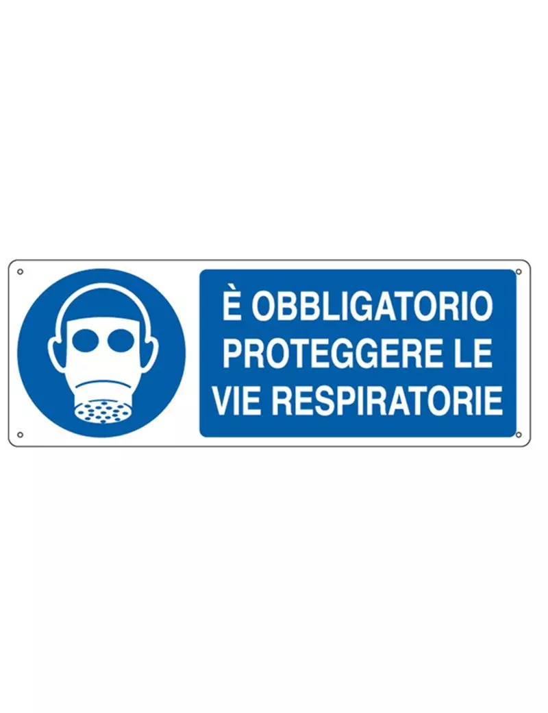 Cartello di Segnalazione - E' Obbligatorio Proteggere le Vie Respiratorie - 35x12,5 cm - E1903K (Bianco e Blu) Cartello di Segnalazione - E' Obbligatorio Proteggere le Vie Respiratorie - 35x12,5 cm - E1903K (Bianco e Blu)