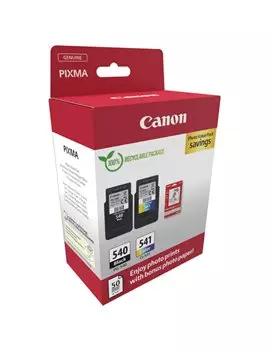 Multipack Cartucce Originali Canon PG-540 CL-541 5225B013 - con Carta Fotografica (Nero e Colori Conf. 2)