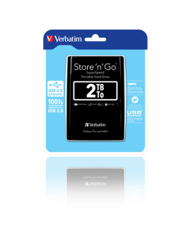 Hard Disk Portatile Esterno Store 'n' Go Verbatim - 2,5 Pollici - USB 3.0 - 2TB - 53177 (Nero)