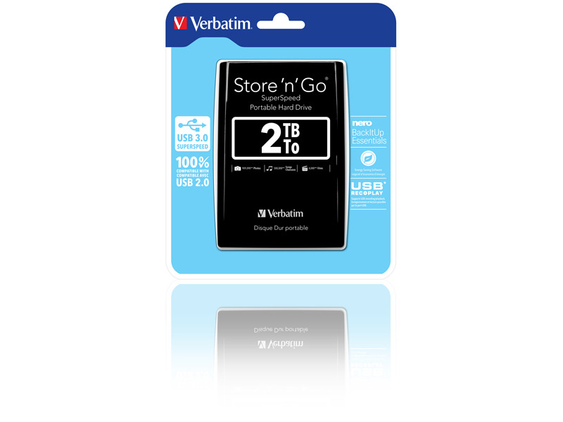 Hard Disk Portatile Esterno Store 'n' Go Verbatim - 2,5 Pollici - USB 3.0 - 2TB - 53177 (Nero) Hard Disk Portatile Esterno Store 'n' Go Verbatim - 2,5 Pollici - USB 3.0 - 2TB - 53177 (Nero)
