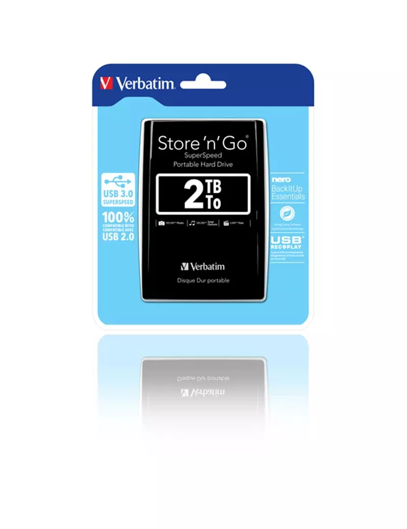 Hard Disk Portatile Esterno Store 'n' Go Verbatim - 2,5 Pollici - USB 3.0 - 2TB - 53177 (Nero) Hard Disk Portatile Esterno Store 'n' Go Verbatim - 2,5 Pollici - USB 3.0 - 2TB - 53177 (Nero)