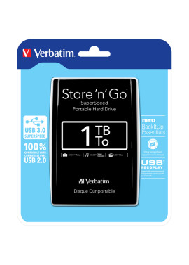 Hard Disk Portatile Esterno Store 'n' Go Verbatim - 2,5 Pollici - USB 3.0 - 1TB - 53023 (Nero)