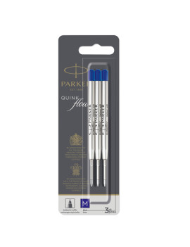 Refill in Metallo per Penna a Sfera QuinkFlow Parker Pen - Media - 2119152 (Blu Conf. 3)