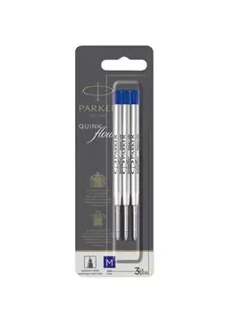 Refill in Metallo per Penna a Sfera QuinkFlow Parker Pen - Media - 2119152 (Blu Conf. 3)