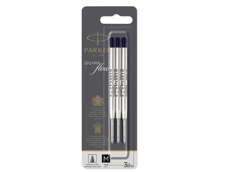 Refill in Metallo per Penna a Sfera QuinkFlow Parker Pen - Media - 2119151 (Nero Conf. 3)