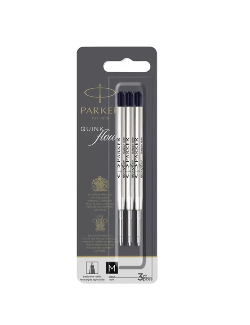 Refill in Metallo per Penna a Sfera QuinkFlow Parker Pen - Media - 2119151 (Nero Conf. 3) Refill in Metallo per Penna a Sfera QuinkFlow Parker Pen - Media - 2119151 (Nero Conf. 3)