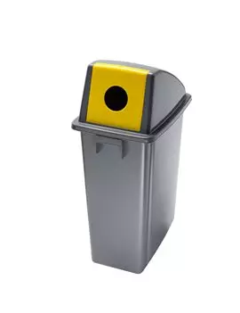 Contenitore per Rifiuti Office Medial International - Vetro - 60 Litri - 33x46x79 cm - 114216 (Grigio e Giallo)