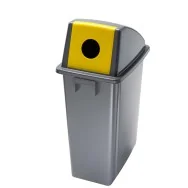 Contenitore per Rifiuti Office Medial International - Vetro - 60 Litri - 33x46x79 cm - 114216 (Grigio e Giallo)