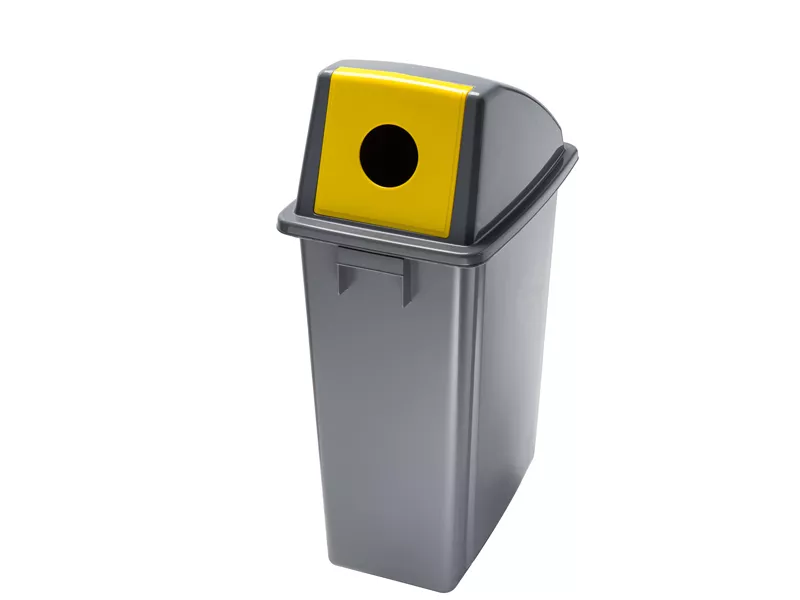 Contenitore per Rifiuti Office Medial International - Vetro - 60 Litri - 33x46x79 cm - 114216 (Grigio e Giallo)