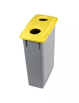 Contenitore per Rifiuti Office 90 Medial International - Vetro - 90 Litri - 29,5x52x83,5 cm - 102206 (Grigio e Giallo)