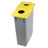 Contenitore per Rifiuti Office 90 Medial International - Vetro - 90 Litri - 29,5x52x83,5 cm - 102206 (Grigio e Giallo)