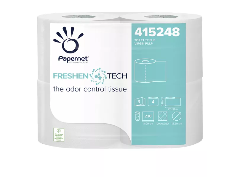Carta Igienica Freshen Tech Papernet - 3 Veli - 230 Strappi - 415248 (Conf. 4)