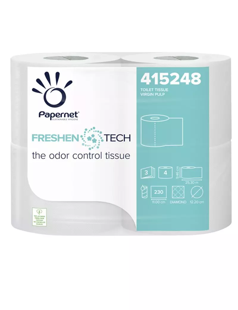 Carta Igienica Freshen Tech Papernet - 3 Veli - 230 Strappi - 415248 (Conf. 4) Carta Igienica Freshen Tech Papernet - 3 Veli - 230 Strappi - 415248 (Conf. 4)